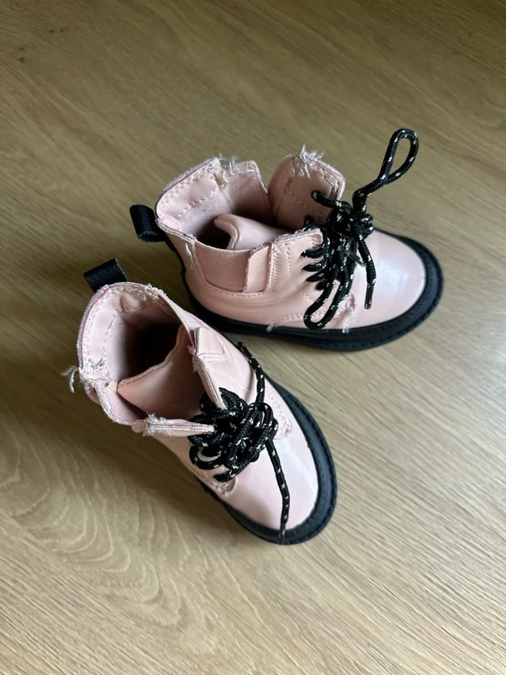 Carter's Pink Lace-Up Kids Ankle Boots with Black Sole. Winter chelsea boots.